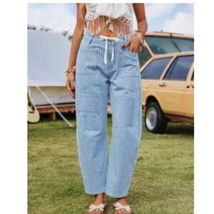 Striped Blue Drawstring Pants